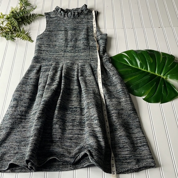 Anthropologie ganni tweed dress blue grey mock neck sleeveless - Picture 2 of 13